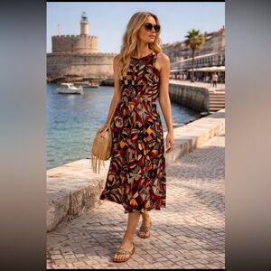 Geometric Patterned Sleeveless Dress size S.